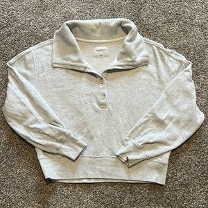 Gray A&F Cropped Collard Sweatshirt